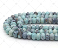 Blue Agate Rondelle Smooth Beads, Sku#U1184