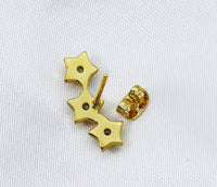 CZ Triple Five Point Star Stud Earrings, Sku#Z1448