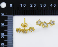 CZ Triple Five Point Star Stud Earrings, Sku#Z1448