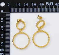 Gold Double Round Ring Latch Back Earrings, Sku#ZX61