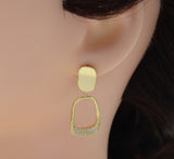 Gold Trapezoid Dangle Earrings, Sku#ZX62