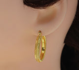Swirl Gold Round Hoop Earrings, Sku#J355
