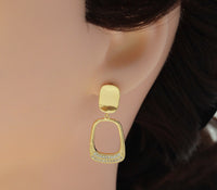 Gold Trapezoid Dangle Earrings, Sku#ZX62