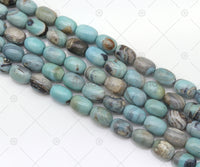Blue Agate Barrel Smooth Beads, Sku#U1187