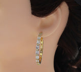 Rectangle CZ Huggie Hoop Earrings, Sku#LD260