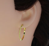 Gold Round Ring Huggie Hoop Earrings, Sku#B194