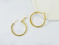 Gold Round Ring Huggie Hoop Earrings, Sku#B194