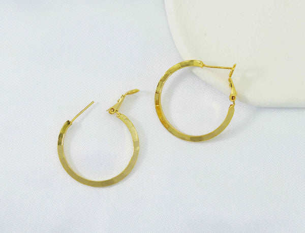 Gold Round Ring Huggie Hoop Earrings, Sku#B194