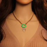 Cuban Chain Skull O Clasp Necklace,sku#EF317