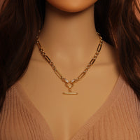 Gold Long Mixed Paperclip Chain OT Bar Adjustable Necklace,sku#EF315