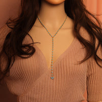 High Quality Lariat Style CZ chain Necklace, sku#EF313