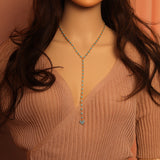 High Quality Lariat Style CZ chain Necklace, sku#EF313