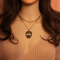 Gold Chain Skull Necklace,sku#EF319