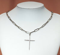 Medium Paperclip Chain Thin Cross Necklace, sku#CL09