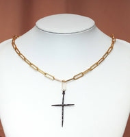 Medium Paperclip Chain Thin Cross Necklace, sku#CL09