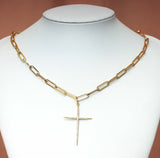 Medium Paperclip Chain Thin Cross Necklace, sku#CL09