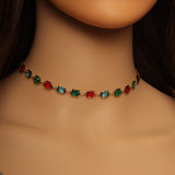 Colorful CZ Chain Sliding Adjustable Necklace,sku#JL184