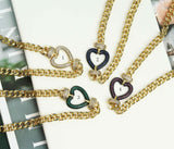 Gold Cuban Chain Heart Necklace, sku#CL18