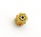 Gold Enamel Hexagon Tube Spacer Beads, Sku#LX62