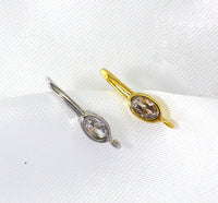 Oval CZ Earring Hooks, Earring Component, Sku#JD33