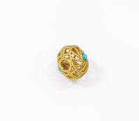 Gold Enamel Hollow Out Ball Spacer Beads, Sku#LX63