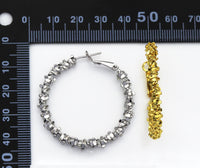 Large Round Spike Ring Huggie Hoop Earrings, Sku#B199