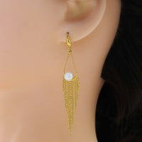 Gold Chandelier Pearl  Earrings, Sku#ZX75