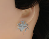 CZ Evil Eye Latch Back Closure Earrings, Sku#J357