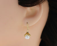 CZ Pearl Blossom Earrings, Sku#ZX78