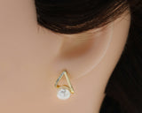 Pearl Triangle Earrings, Sku#ZX77