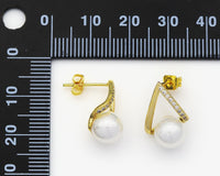 Pearl Triangle Earrings, Sku#ZX77