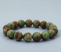 Natural Chinese Chrysoprase Round Smooth Stretchy Bracelet, Sku#EF131