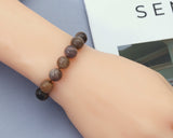Natural Black Sunstone Round Smooth Stretchy Bracelet, Sku#EF132