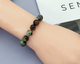 Natural Chinese Chrysoprase Round Smooth Stretchy Bracelet, Sku#EF131