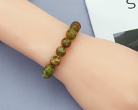 Natural Serpentine Round Smooth Stretchy Bracelet, Sku#EF133