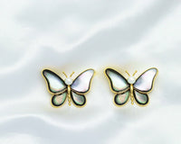 Gold Gray MOP Butterfly Brooch, Sku#ZX72