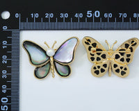 Gold Gray MOP Butterfly Brooch, Sku#ZX72