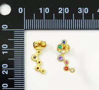 Gold Colorful CZ Stud Earrings, Sku#LD287