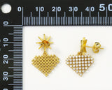 Pave Gold Heart Star Stud Everyday Earrings, Sku#Y695