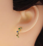 Gold Colorful CZ Stud Earrings, Sku#LD287