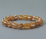 Natural Pumpkin Tibetan Agate Round Smooth Stretchy Bracelet, Sku#EF143