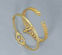 Gold CZ Pave Thin Toggle Handcuff Cuff bracelet, sku#JL118