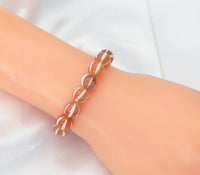 Natural Pumpkin Tibetan Agate Round Smooth Stretchy Bracelet, Sku#EF143