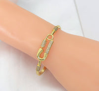 CZ Pave Safety Pin Bracelet, sku#JL119