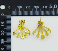 CZ Gold Moon Phase Stud Earrings, Sku#LK655