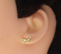 CZ Moon Climber Earrings, Sku#LK656