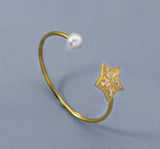 CZ Star Pearl Cuff Bracelet, Sku#B206