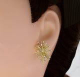 CZ Gold Celebration Flower Earrings, Sku#LX78