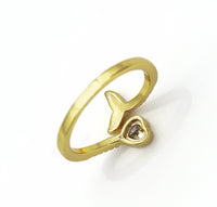 CZ  Whale Tail Heart Ring, Sku#LD300