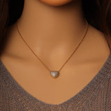 Dainty Gold Silver Puffy Heart Charm Adjustable necklace, Sku#EF337